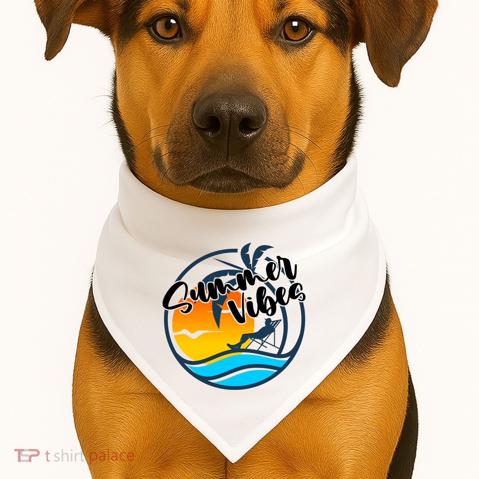 Summer Vibes Sunset Beach Tropical USA-Made Doggie Bandana