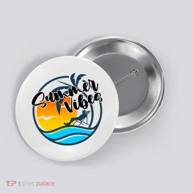 Summer Vibes Sunset Beach Tropical Button