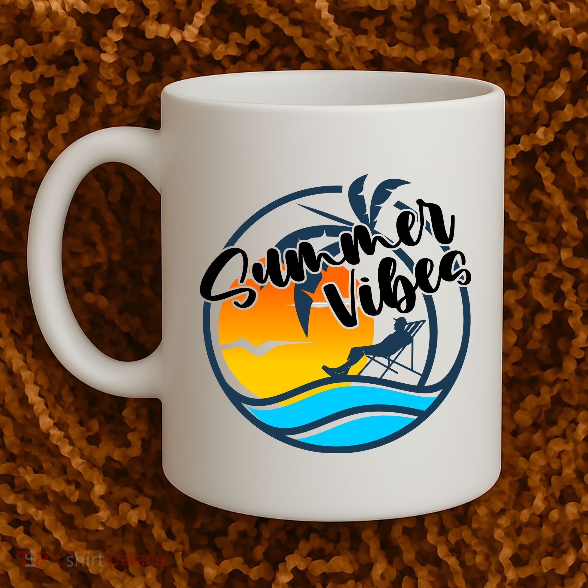 Summer Vibes Sunset Beach Tropical Coffee Mug