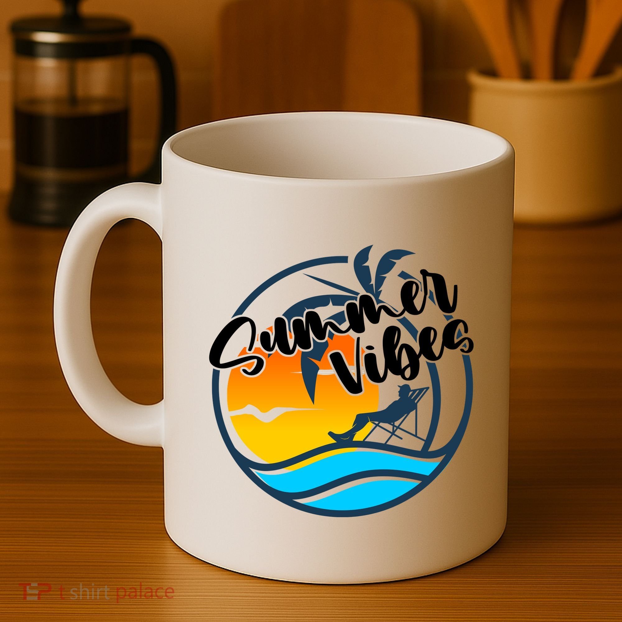 Summer Vibes Sunset Beach Tropical Coffee Mug