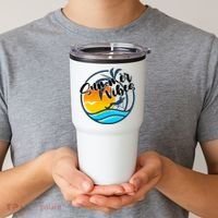 Summer Vibes Sunset Beach Tropical Tumbler thumb 2