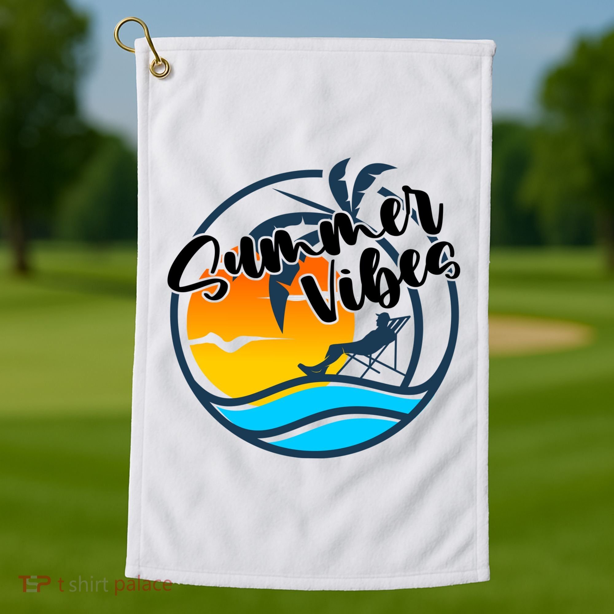 Summer Vibes Sunset Beach Tropical Golf Towel