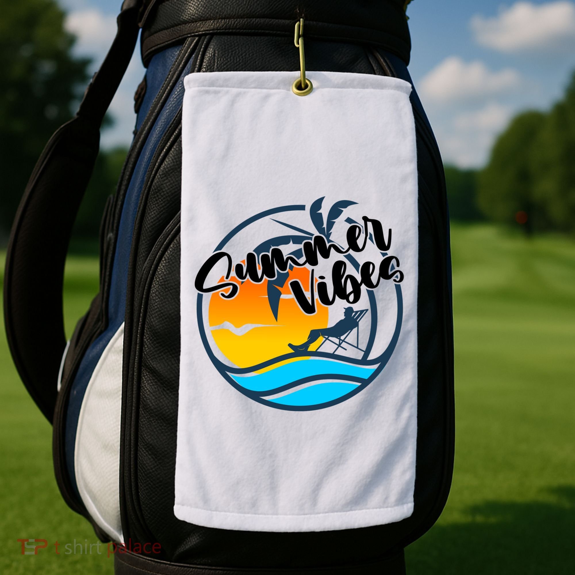 Summer Vibes Sunset Beach Tropical Golf Towel