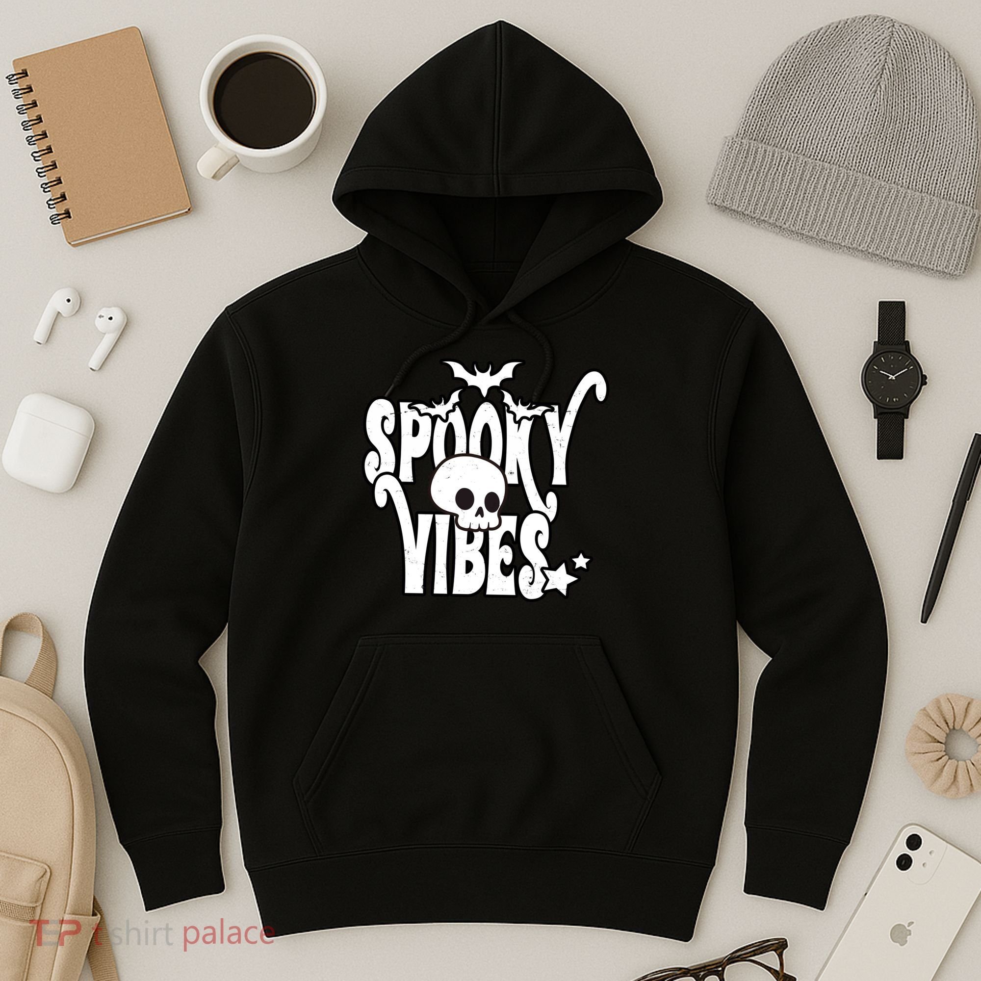 Spooky Vibes Skull Halloween Hoodie
