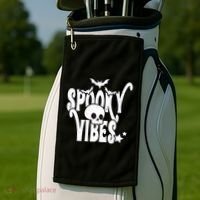 Spooky Vibes Skull Halloween Golf Towel thumb 2