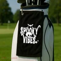 Spooky Vibes Skull Halloween Golf Towel thumb 2