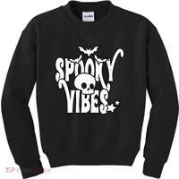 Spooky Vibes Skull Halloween Kids Sweatshirt thumb 0