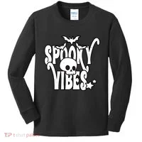 Spooky Vibes Skull Halloween Kids Long Sleeve Shirt thumb 0