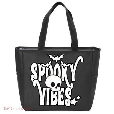 Spooky Vibes Skull Halloween Tote Bag