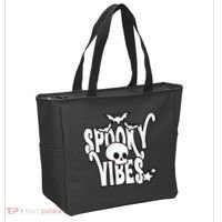 Spooky Vibes Skull Halloween Tote Bag thumb 2