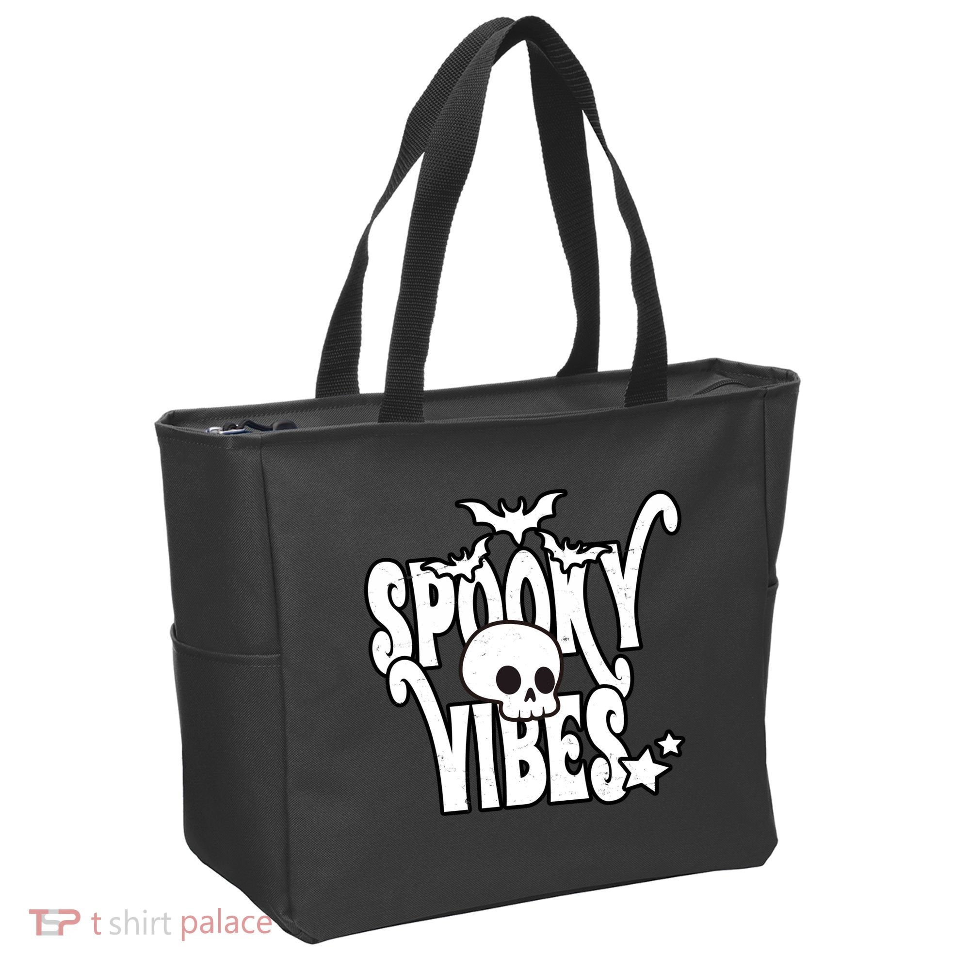 Spooky Vibes Skull Halloween Tote Bag