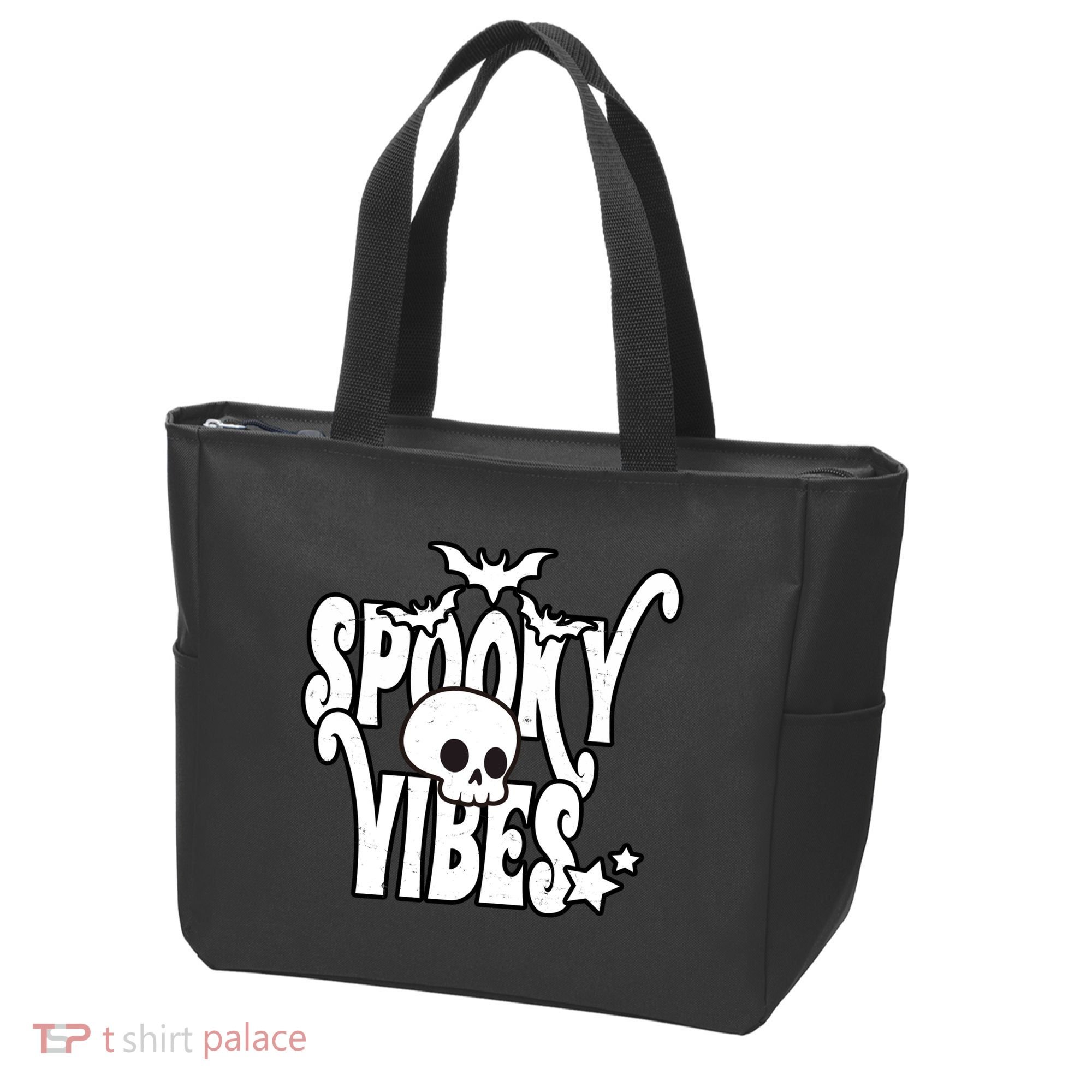 Spooky Vibes Skull Halloween Tote Bag