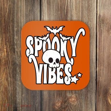 Spooky Vibes Skull Halloween Coaster