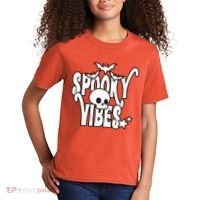 Spooky Vibes Skull Halloween Kids T-Shirt thumb 2