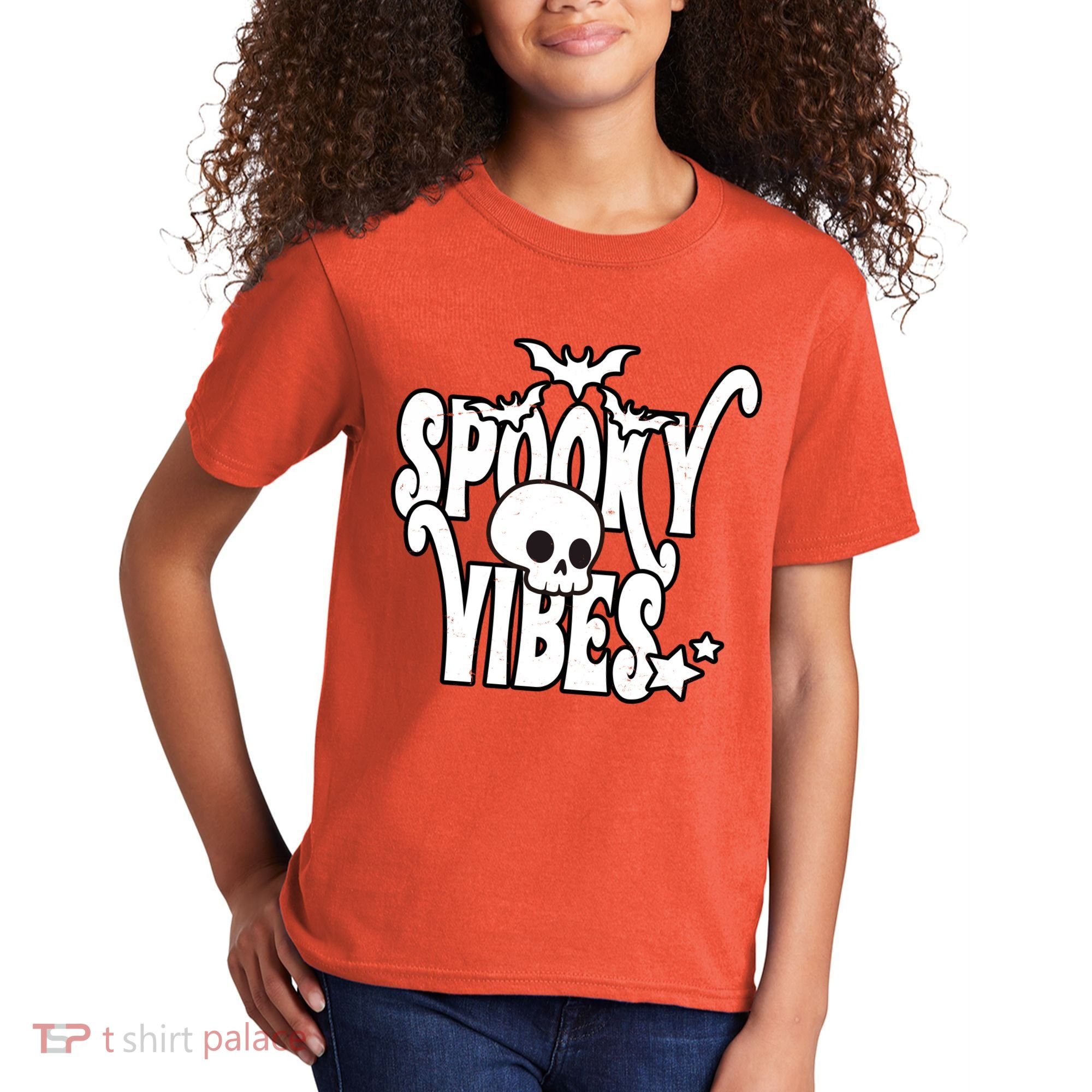 Spooky Vibes Skull Halloween Kids T-Shirt