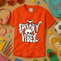 Spooky Vibes Skull Halloween Kids T-Shirt thumb 3
