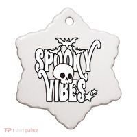 Spooky Vibes Skull Halloween Ceramic Ornament thumb 0