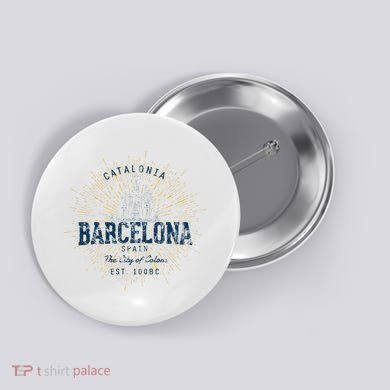 Spain Vacation Souvenir Vintage Barcelona Button