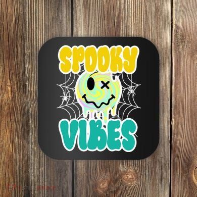 Spooky Vibes Smile Face Halloween Coaster