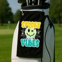 Spooky Vibes Smile Face Halloween Golf Towel thumb 2