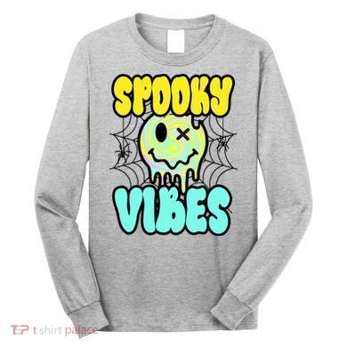 Spooky Vibes Smile Face Halloween Long Sleeve Shirt