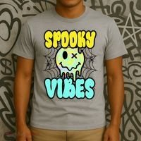 Spooky Vibes Smile Face Halloween T-Shirt thumb 3