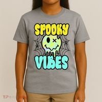 Spooky Vibes Smile Face Halloween T-Shirt thumb 4