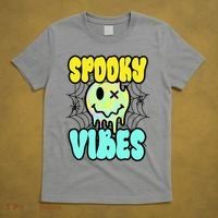 Spooky Vibes Smile Face Halloween T-Shirt thumb 5