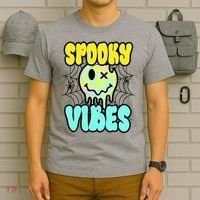 Spooky Vibes Smile Face Halloween T-Shirt thumb 6