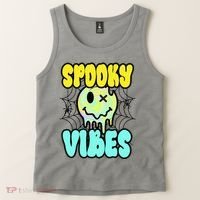 Spooky Vibes Smile Face Halloween Tank Top thumb 2