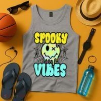 Spooky Vibes Smile Face Halloween Tank Top thumb 4