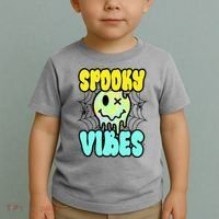 Spooky Vibes Smile Face Halloween Toddler T-Shirt thumb 2
