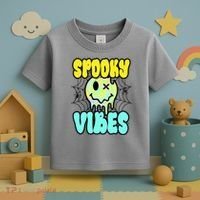 Spooky Vibes Smile Face Halloween Toddler T-Shirt thumb 3