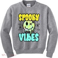 Spooky Vibes Smile Face Halloween Kids Sweatshirt thumb 0