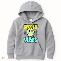 Spooky Vibes Smile Face Halloween Kids Hoodie thumb 0