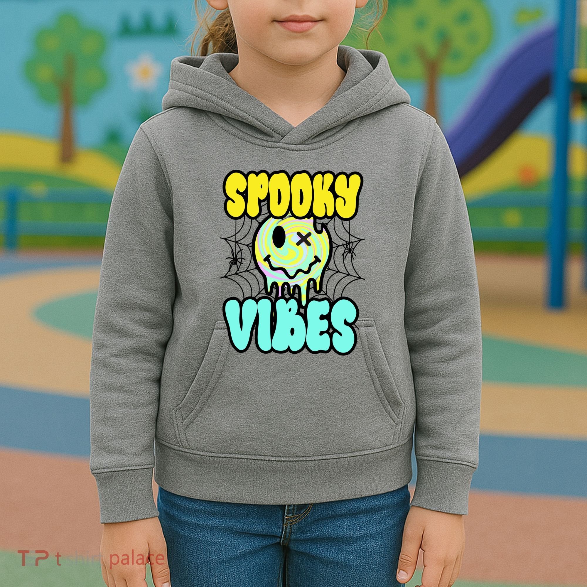 Spooky Vibes Smile Face Halloween Kids Hoodie
