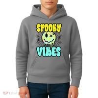 Spooky Vibes Smile Face Halloween Kids Hoodie thumb 4
