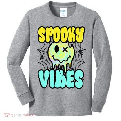 Spooky Vibes Smile Face Halloween Kids Long Sleeve Shirt