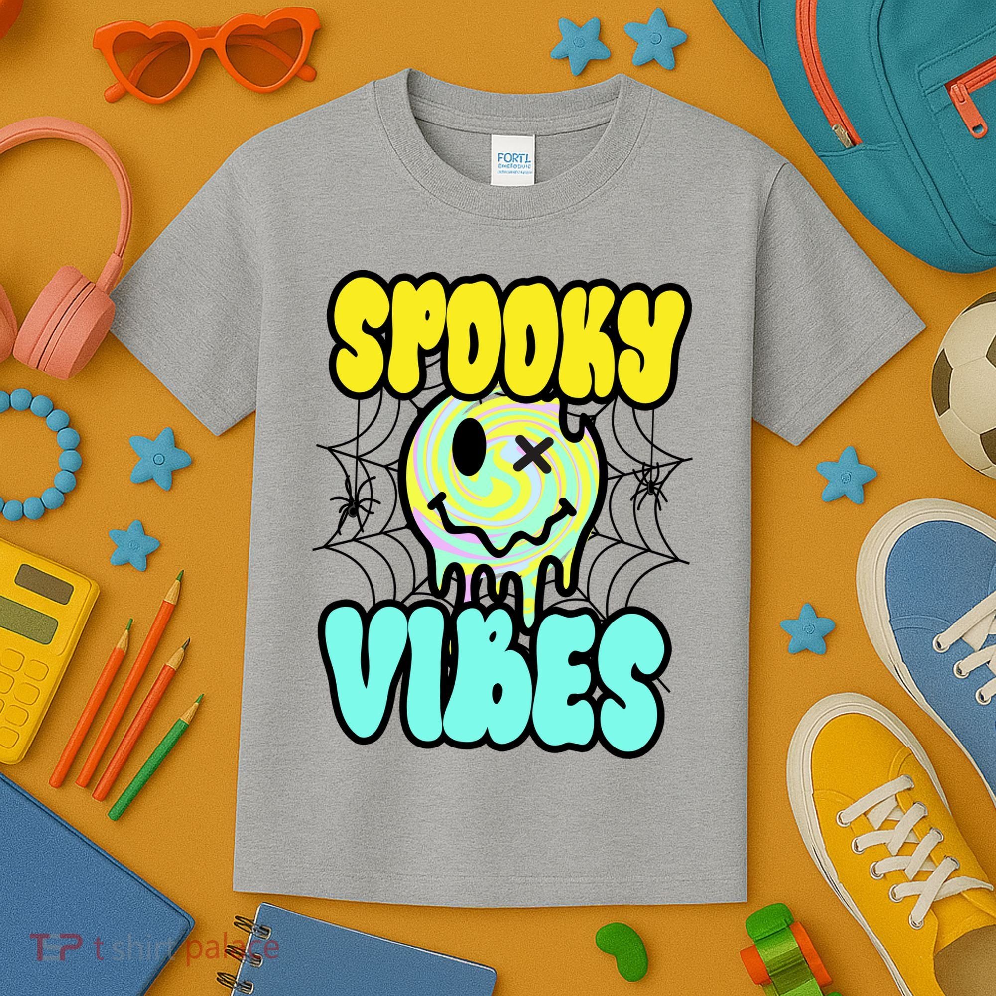 Spooky Vibes Smile Face Halloween Kids T-Shirt