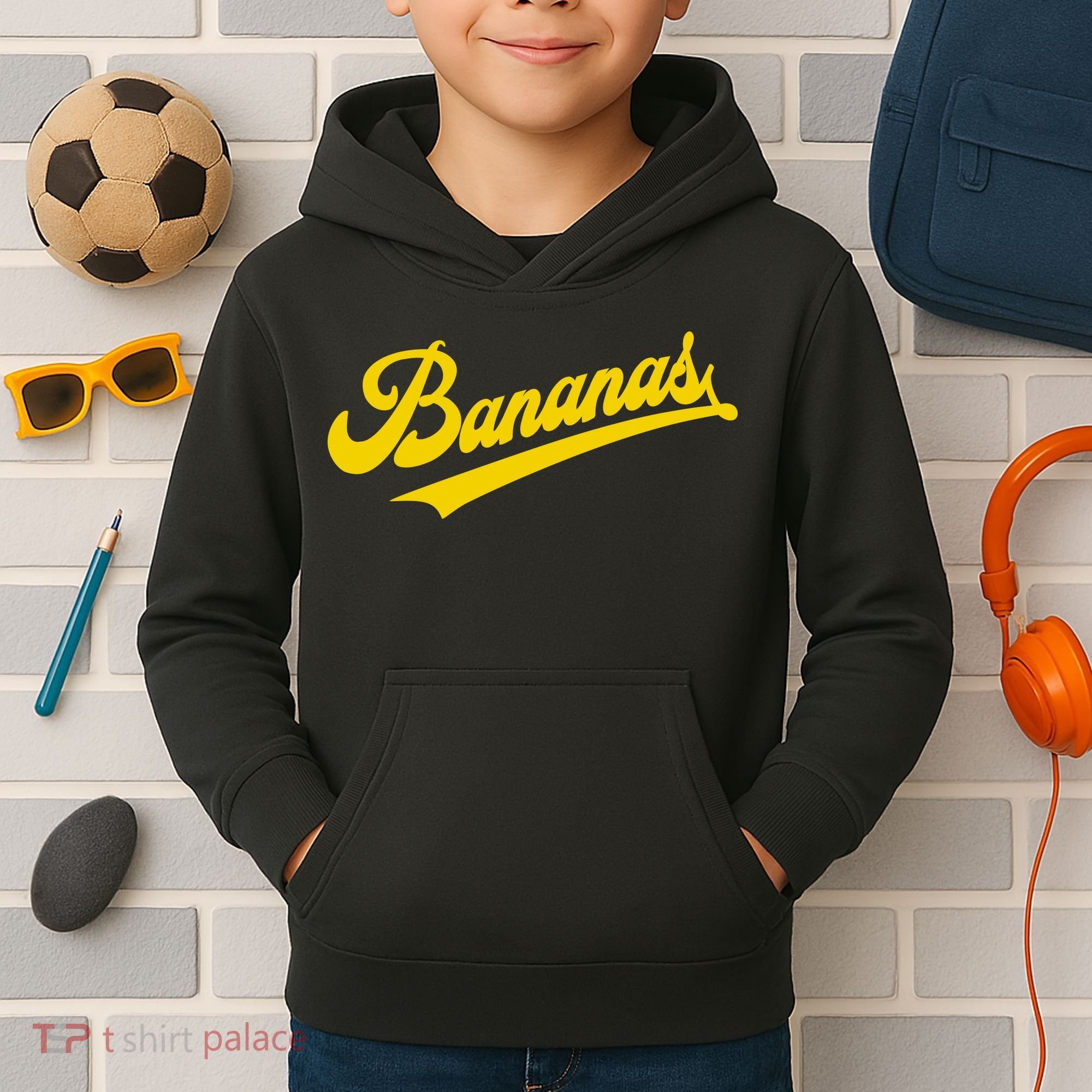 Sporty Varsity Style Bananas Kids Hoodie