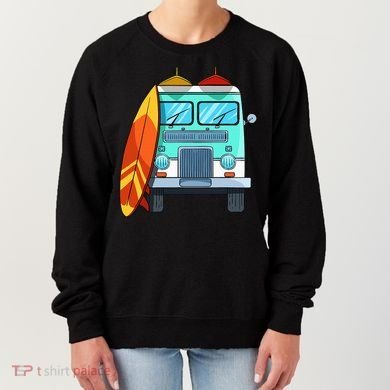 Surf Van Surfboard Palm Trees Surfing Surfer Waves Summer Women's Sweatshirt