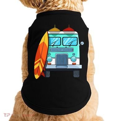 Surf Van Surfboard Palm Trees Surfing Surfer Waves Summer Doggie Tank