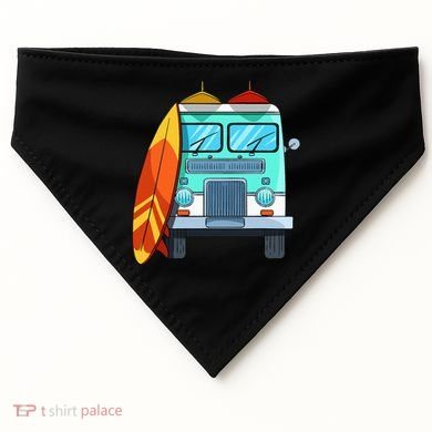 Surf Van Surfboard Palm Trees Surfing Surfer Waves Summer USA-Made Doggie Bandana