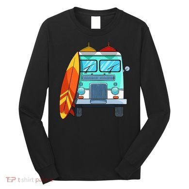 Surf Van Surfboard Palm Trees Surfing Surfer Waves Summer Long Sleeve Shirt