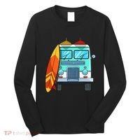Surf Van Surfboard Palm Trees Surfing Surfer Waves Summer Long Sleeve Shirt thumb 0