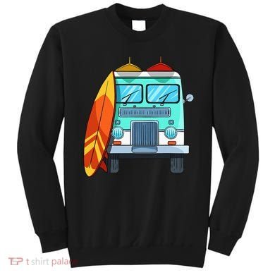 Surf Van Surfboard Palm Trees Surfing Surfer Waves Summer Sweatshirt