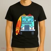 Surf Van Surfboard Palm Trees Surfing Surfer Waves Summer T-Shirt thumb 3