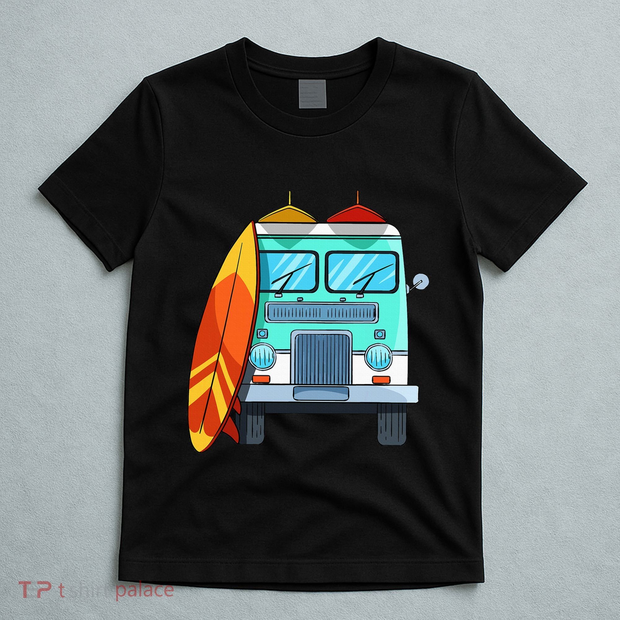 Surf Van Surfboard Palm Trees Surfing Surfer Waves Summer T-Shirt