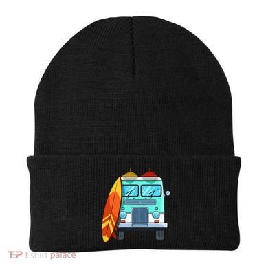 Surf Van Surfboard Palm Trees Surfing Surfer Waves Summer Beanie