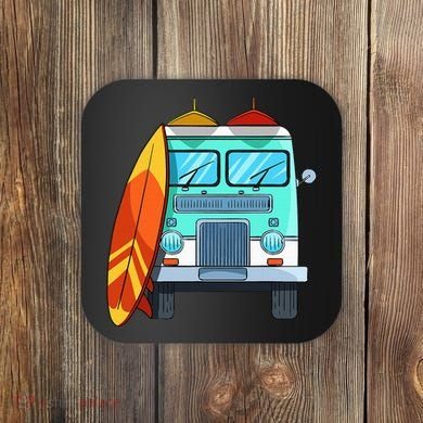 Surf Van Surfboard Palm Trees Surfing Surfer Waves Summer Coaster
